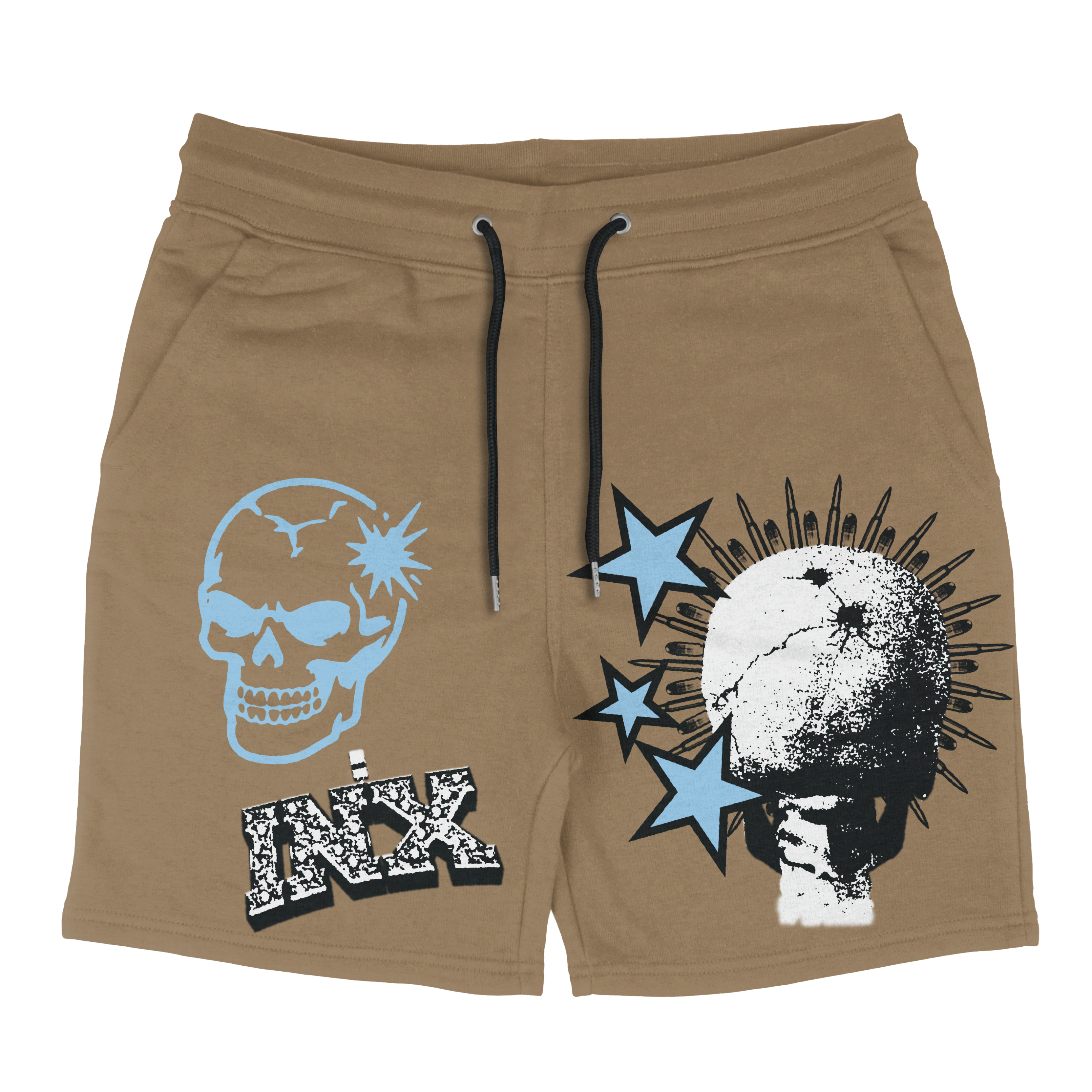 Skeleton Stick Up Blue Cotton Shorts