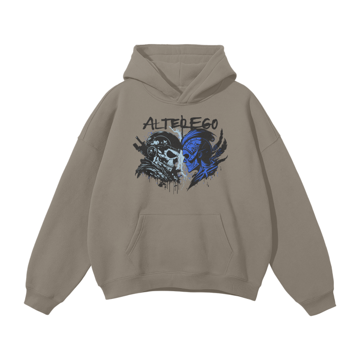 Alter Ego Blue Oversized Premium Hoodie Fleece Hoodie