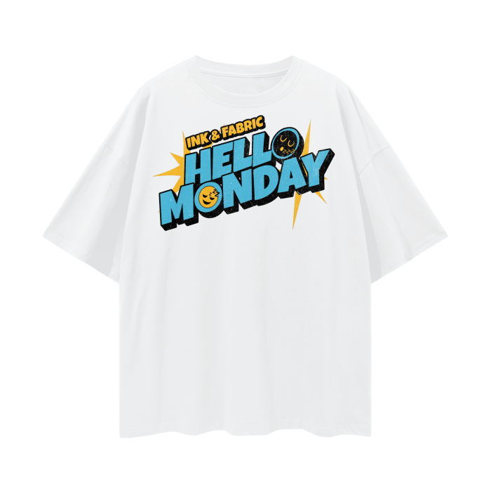 Hello Monday Oversize Deep Drop Shoulder Tee