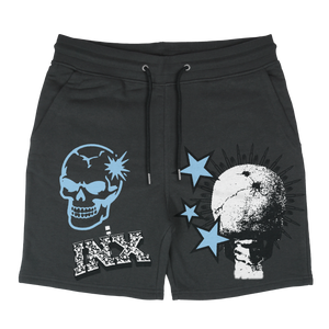 Skeleton Stick Up Blue Cotton Shorts