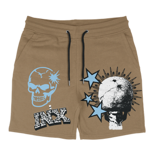 Skeleton Stick Up Blue Cotton Shorts